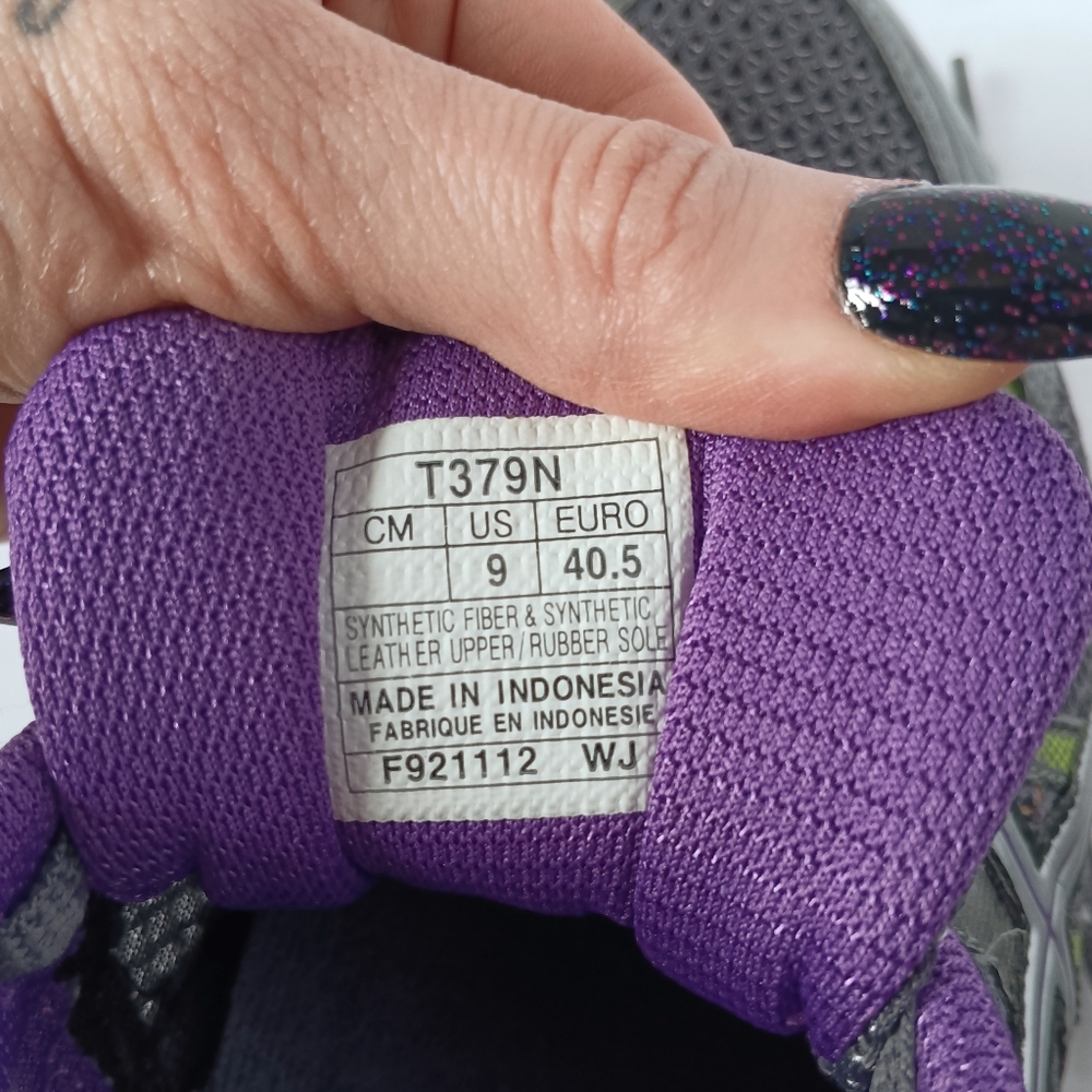šš Asics Gel Exalt Sneakers Athletic Leather Shoes Purple Green Womens 9 Gray - Picture 7 of 12